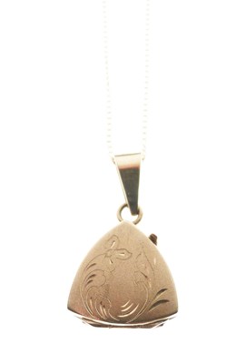 Lot 42 - 9ct gold triangular locket and chain
