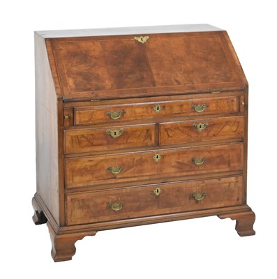 Lot 791 - Mid 18th Century walnut and feather-banded bureau
