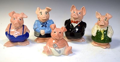 Lot 359 - Five NatWest (Wade pottery) pig money boxes