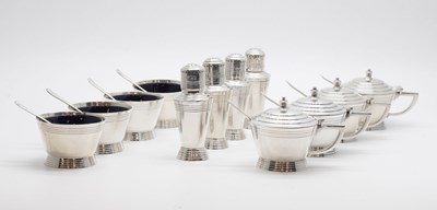 Lot 77 - Keith Murray - silver Art Deco twelve-piece condiment set