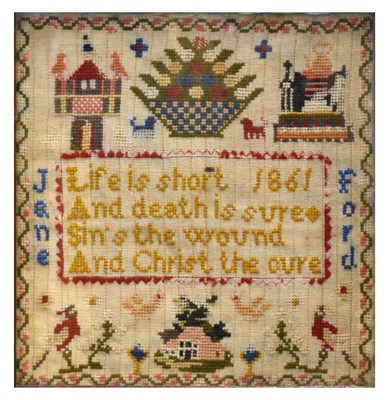Lot 474 - 19th Century woolwork sampler