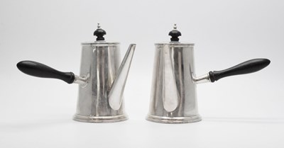 Lot 90 - Pair of George V silver chocolate pots, Sheffield, 1923