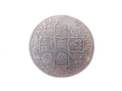 Lot 130 - Queen Anne half crown, three later half crowns, and a George II LIMA shilling