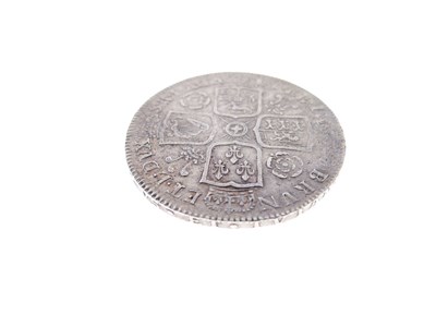 Lot 130 - Queen Anne half crown, three later half crowns, and a George II LIMA shilling