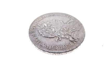 Lot 130 - Queen Anne half crown, three later half crowns, and a George II LIMA shilling