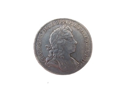 Lot 130 - Queen Anne half crown, three later half crowns, and a George II LIMA shilling