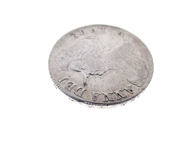 Lot 130 - Queen Anne half crown, three later half crowns, and a George II LIMA shilling