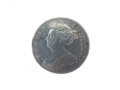 Lot 130 - Queen Anne half crown, three later half crowns, and a George II LIMA shilling
