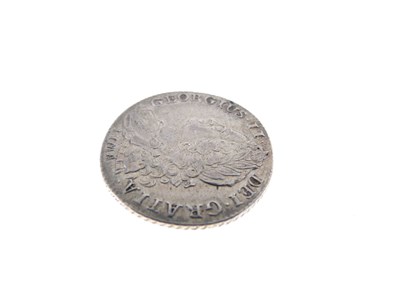 Lot 130 - Queen Anne half crown, three later half crowns, and a George II LIMA shilling