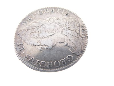 Lot 130 - Queen Anne half crown, three later half crowns, and a George II LIMA shilling