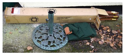 Lot 686 - Garden parasol & cast base