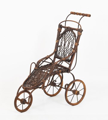 Lot 792 - Late 19th or early 20th Century doll's iron and canework Bath chair