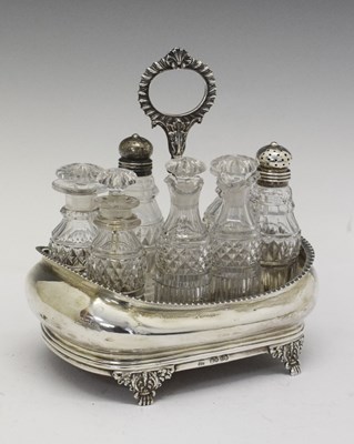 Lot 76 - George IV silver six-bottle cruet, London 1829