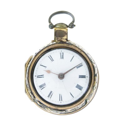 Lot 116 - J. Clenton of London, a Georgian painted tortoiseshell pair cased watch