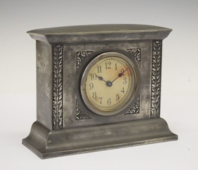 Lot 176 - Arts & Crafts Liberty type English Pewter mantel clock 01155