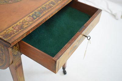 Lot 595 - Rare suite of three early 19th Century painted satinwood tables