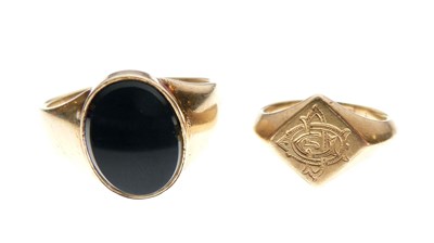 Lot 29 - 18ct gold signet ring, and another
