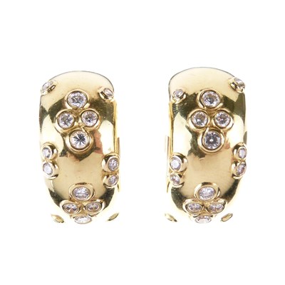 Lot 22 - Cartier - Pair of diamond set hoop earrings