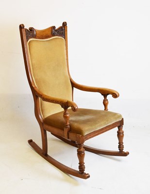 Lot 568 - Oak rocking chair circa 1900