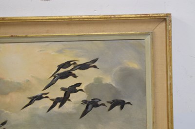 Lot 426 - Sir Peter Markham Scott  - Oil on canvas - ‘A Narrow Boat’