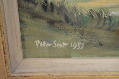 Lot 426 - Sir Peter Markham Scott  - Oil on canvas - ‘A Narrow Boat’