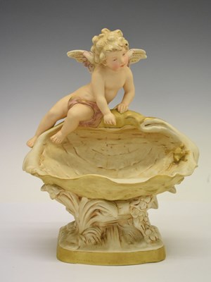 Lot 416 - Royal Dux cherub and  conch with frog