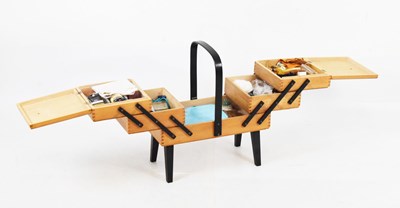 Lot 658 - Mid 20th Century stacking sewing or work box