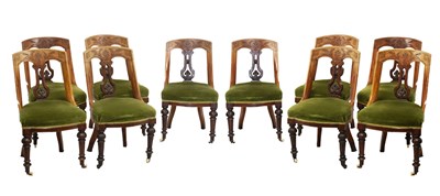 Lot 568 - Set of ten Victorian walnut 'Klismos' chairs