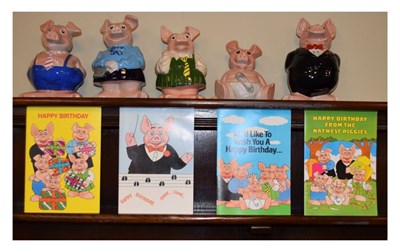 Lot 360 - Set of five Natwest Bank pottery pig money banks