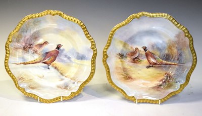 Lot 361 - Pair of painted cabinet plates signed Skerrett