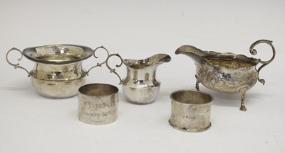 Lot 143 - Edwardian silver milk jug and sugar bowl, etc.