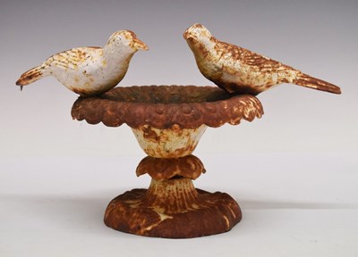 Lot 803 - Cast iron bird bath decorated with a pair of doves