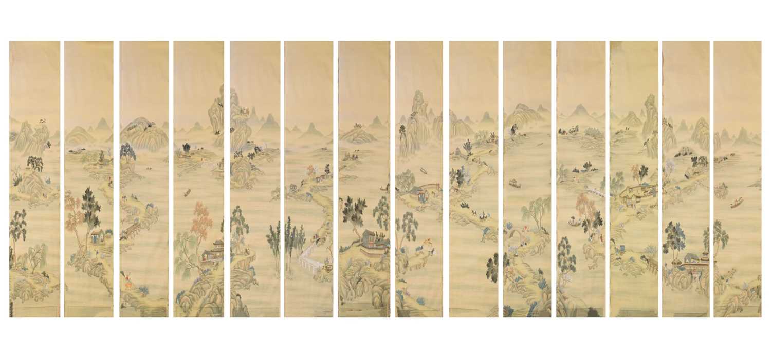 Lot 350 - Fourteen rolls of 20th Century Chinese watercolour wallpaper