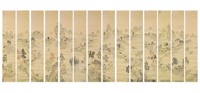 Lot 350 - Fourteen rolls of 20th Century Chinese watercolour wallpaper