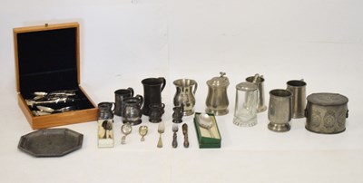 Lot 676 - Quantity of pewter and silver plated items