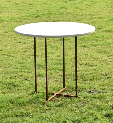 Lot 810 - Cast metal garden table with reconstituted marble top