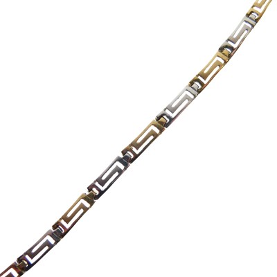 Lot 65 - 18ct two-colour gold Greek key design necklace