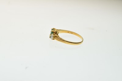 Lot 6 - 18ct gold, emerald and diamond three-stone ring