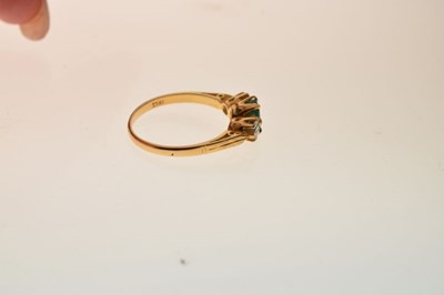 Lot 6 - 18ct gold, emerald and diamond three-stone ring