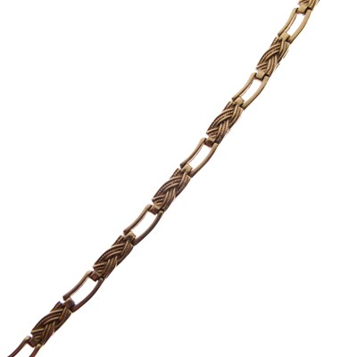 Lot 64 - 9ct gold necklace of flexible open and 'plaited' links