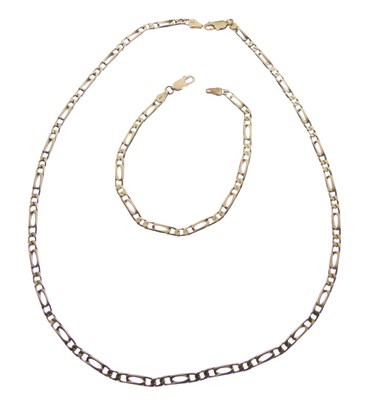 Lot 68 - Yellow metal (375) Figaro link necklace and bracelet