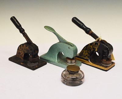 Lot 720 - Three desk top embossers and an ink well