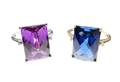 Lot 28 - Two yellow metal (9K) dress rings