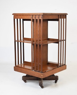 Lot 707 - Oak two-tier revolving bookcase