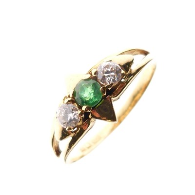Lot 25 - Yellow metal (875) three-stone ring