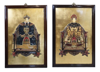 Lot 483 - Pair of Chinese Qing dynasty wall panels