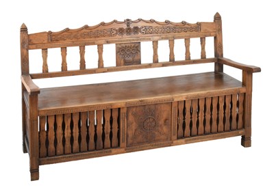 Lot 685 - French walnut hall bench or settle