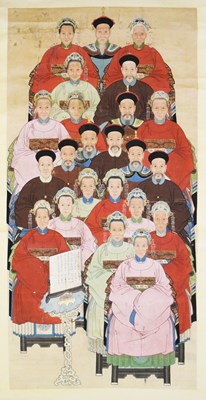 Lot 481 - 19th Century Chinese Qing Dynasty ancestral scroll painting