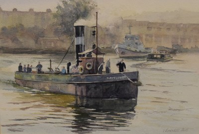 Lot 701 - Ian Barnes - Watercolour - The Mayflower, Bristol Docks