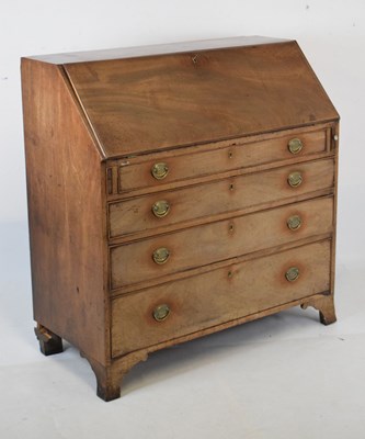 Lot 690 - George III mahogany bureau